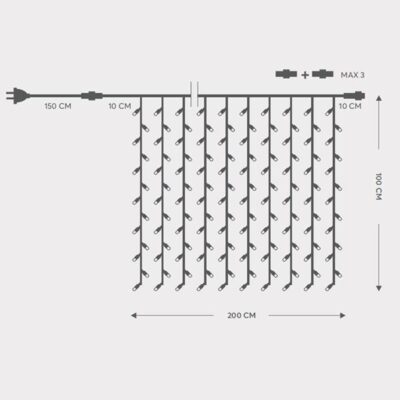 LED ZAVJESA 2X1m 6000K IP65